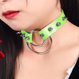 Vintage Leather Choker Necklace Gothic Harness Rivet Round Collar Halloween