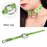 Vintage Leather Choker Necklace Gothic Harness Rivet Round Collar Halloween