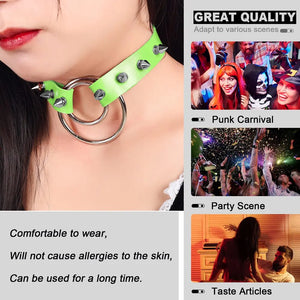 Vintage Leather Choker Necklace Gothic Harness Rivet Round Collar Halloween