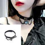 Gothic Heart Lock Leather Choker Necklace Retro Vintage Punk Hip Hop Jewelry