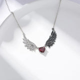 Gothic Heart Zircon Demon Wing Pendant Necklace for Women