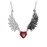 Gothic Heart Zircon Demon Wing Pendant Necklace for Women