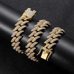 Gothic Hip-hop 16mm Zircon Inlaid Flash Cuban Chain Men's Domineering Necklace