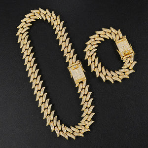 Gothic Hip-hop 16mm Zircon Inlaid Flash Cuban Chain Men's Domineering Necklace