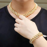 Gothic Hip-hop 16mm Zircon Inlaid Flash Cuban Chain Men's Domineering Necklace