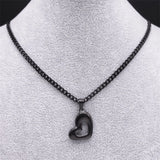Gothic Love Heart Pendant Necklace Halloween Gift Jewelry