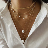 Gothic Pearl Tassel Choker Necklace Wedding Punk Lariat Chain Necklace Women