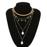 Gothic Pearl Tassel Choker Necklace Wedding Punk Lariat Chain Necklace Women