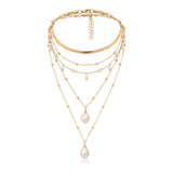 Gothic Pearl Tassel Choker Necklace Wedding Punk Lariat Chain Necklace Women