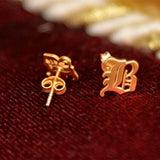 Gothic Initial Earrings Dainty Old English Letters Personalized Name Studs