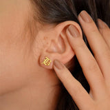 Gothic Initial Earrings Dainty Old English Letters Personalized Name Studs
