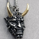 Japanese Anger Hannya Ghost Skull Mask Pendant Necklace For Men