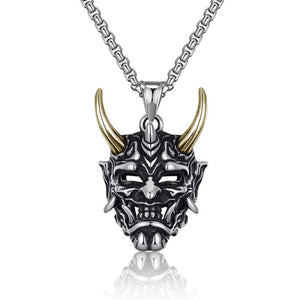 Japanese Anger Hannya Ghost Skull Mask Pendant Necklace For Men