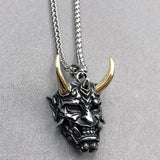 Japanese Anger Hannya Ghost Skull Mask Pendant Necklace For Men