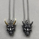 Japanese Anger Hannya Ghost Skull Mask Pendant Necklace For Men