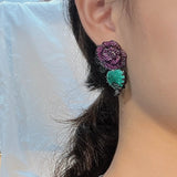 Vintage Gothic Paraiba Tourmaline Pendant Necklace & Earrings Set