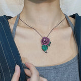 Vintage Gothic Paraiba Tourmaline Pendant Necklace & Earrings Set