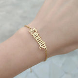 Personalized Name Bracelet Stainless Steel Old English Bangle