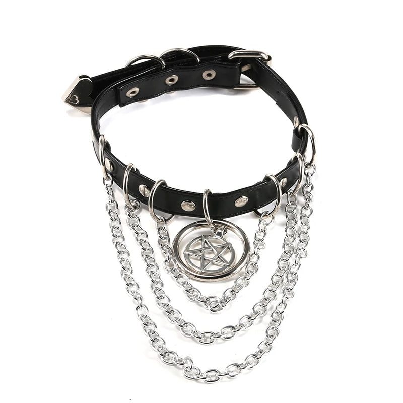 Goth PU Leather Choker Necklaces for Women