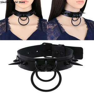 Gothic Punk Spike Goth Choker Stud Leather Necklace