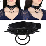 Gothic Punk Spike Goth Choker Stud Leather Necklace