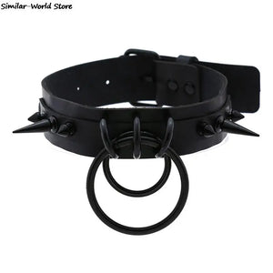 Gothic Punk Spike Goth Choker Stud Leather Necklace