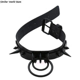 Gothic Punk Spike Goth Choker Stud Leather Necklace