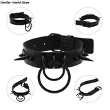 Gothic Punk Spike Goth Choker Stud Leather Necklace