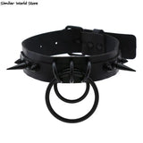Gothic Punk Spike Goth Choker Stud Leather Necklace