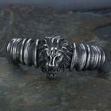 Stainless Steel Biker Lion King Head Bracelet Bangle 8 Inch