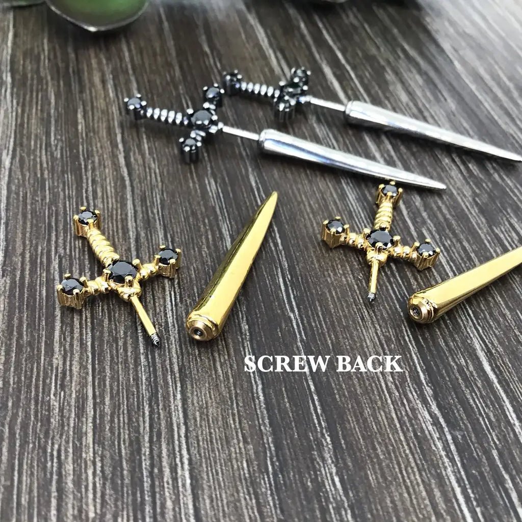 Gothic Sword Earrings Vintage Punk Ear Jacket Goth Dagger Earri