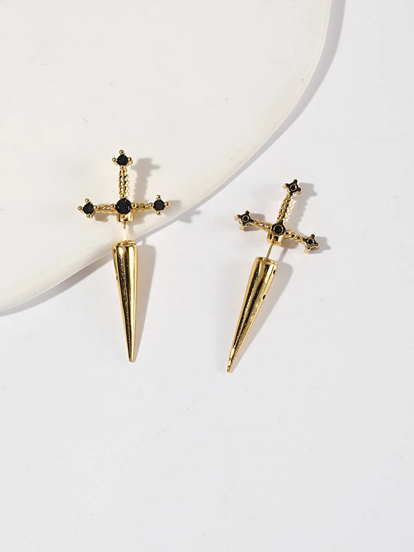 Gothic Sword Earrings Vintage Punk Ear Jacket Goth Dagger Earri