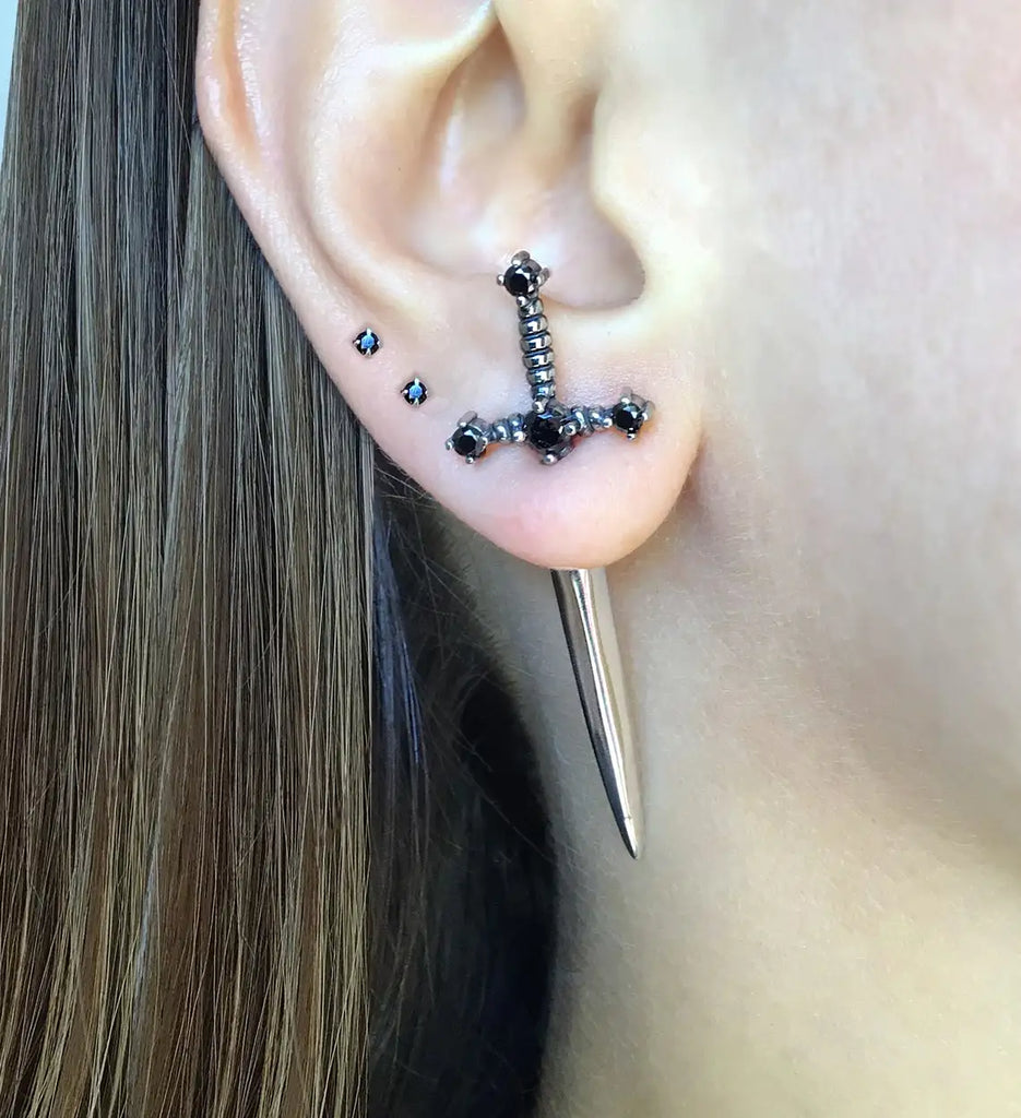 Gothic Sword Earrings Vintage Punk Ear Jacket Goth Dagger Earri