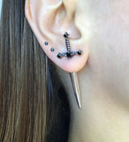 Gothic Sword Earrings Vintage Punk Ear Jacket Goth Dagger Earri