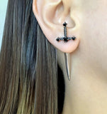 Gothic Sword Earrings Vintage Punk Ear Jacket Goth Dagger Earri