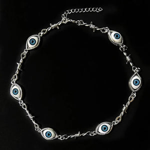 Gothic Evil Eye Chain Necklace Vintage Punk Jewelry