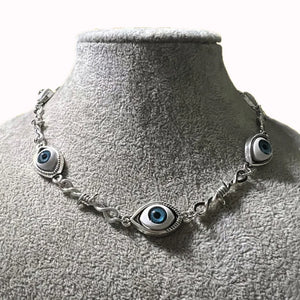 Gothic Evil Eye Chain Necklace Vintage Punk Jewelry