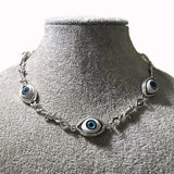 Gothic Evil Eye Chain Necklace Vintage Punk Jewelry