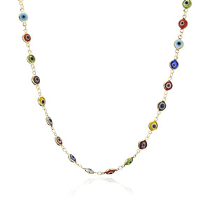 Gothic Evil Eye Chain Necklace Beaded Devil's Eye Pendant Choker Vintage