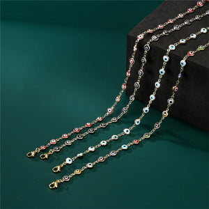 Gothic Evil Eye Chain Necklace Beaded Devil's Eye Pendant Choker Vintage