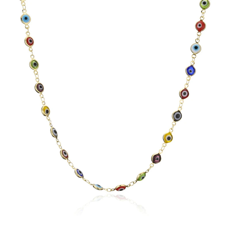 Gothic Evil Eye Chain Necklace Beaded Devil's Eye Pendant Choker Vintage