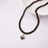 Gothic Lace Choker Necklace Seed Beads Collar Crystal Heart Pendant