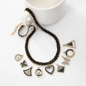 Gothic Lace Choker Necklace Seed Beads Collar Crystal Heart Pendant