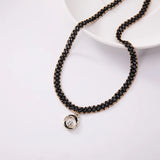 Gothic Lace Choker Necklace Seed Beads Collar Crystal Heart Pendant