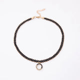 Gothic Lace Choker Necklace Seed Beads Collar Crystal Heart Pendant