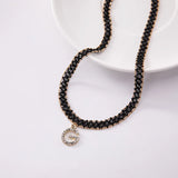 Gothic Lace Choker Necklace Seed Beads Collar Crystal Heart Pendant
