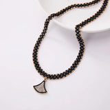 Gothic Lace Choker Necklace Seed Beads Collar Crystal Heart Pendant