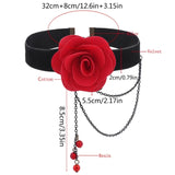 Gothic Lace Choker Red Rose Necklace Wedding Jewelry Women Lace Collar Choker