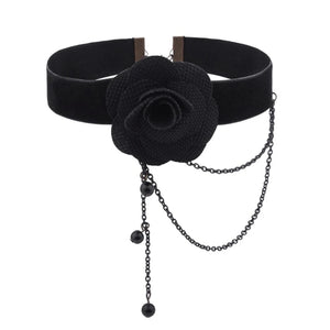 Gothic Lace Choker Red Rose Necklace Wedding Jewelry Women Lace Collar Choker
