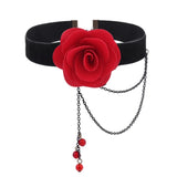 Gothic Lace Choker Red Rose Necklace Wedding Jewelry Women Lace Collar Choker